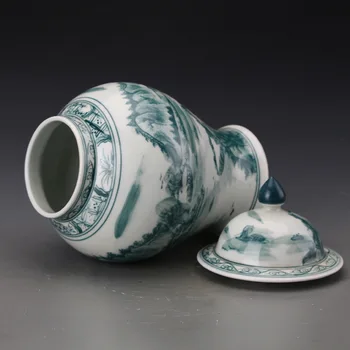 Jingdezhen Rankomis Dažyti Antikvariniai rankų Mėlyna Ir Balta Kraštovaizdžio Kolekcija šventykla jar Kolekcija Antikvariniai Porceliano jar