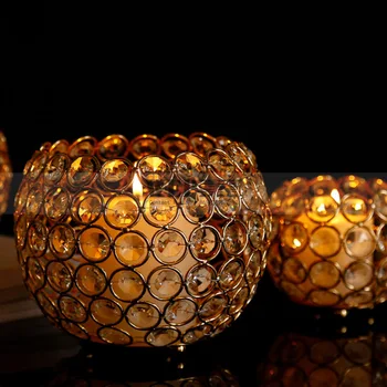 Kūrybos kristalų žvakių laikiklis aukso romantiška žvakių laikiklis Europos stiliaus kompaktiškas stalinis krištolo rutulį žvakių laikiklis