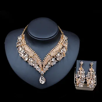 LAN PALACE nauja siunta juwelen setjes vrouwen austrijos kristalų vėrinys ir auskarai vestuvių karoliai nemokamas pristatymas 6771