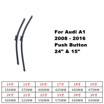 LUYA Valytuvo Automobilio priekinio, galinio stiklo valytuvų Audi A1 (2008-2016) dydis:24