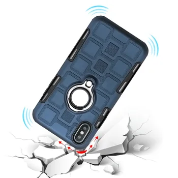 Magnetinio Automobilį Telefono dėklas Skirtas iPhone 7 8 Plus XS Max XR 360 Visiškai atsparus smūgiams Atveju Šarvai Žiedas Laikiklis iPhone 6 6s X XS Įrašą, Padengti