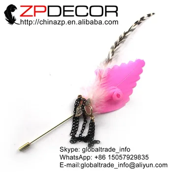 Mažmeninė ir Didmeninė iš ZPDECOR Vertus Pasirinkite Geros Kokybės Rožinės spalvos Juoda Grandinės Žąsų Plunksnų Sagė 5300