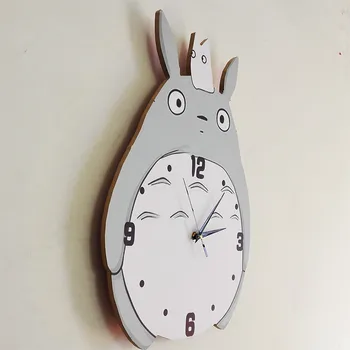Medienos Vaikai Sieninis Laikrodis Anime Totoro Miegamasis Mados Šiuolaikinės Mielas Pow Shabby Chic Metalo Sienų Papuošimai Kambarį 3DBGV94 452