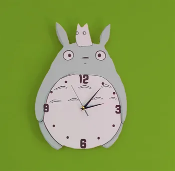 Medienos Vaikai Sieninis Laikrodis Anime Totoro Miegamasis Mados Šiuolaikinės Mielas Pow Shabby Chic Metalo Sienų Papuošimai Kambarį 3DBGV94