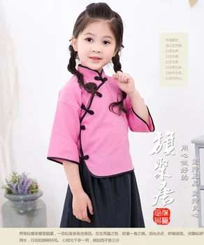 Medvilnės Vaikų Cheongsam Vasaros Princesė Suknelės 3-8 Metų Vaikų Mergaičių Kinų Chi-Pao-Tang Kostiumai Mergina Drabužių KARŠTA!!