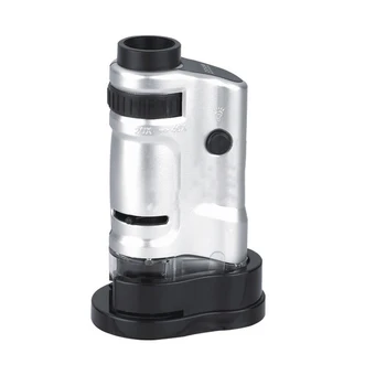 Mini Nešiojamas Mikroskopu Zoom 10081-8 20X-40X Papuošalai Valiuta Aptikti Mikroskopas Su LED Apšvietimo didinamasis stiklas Loupe 666