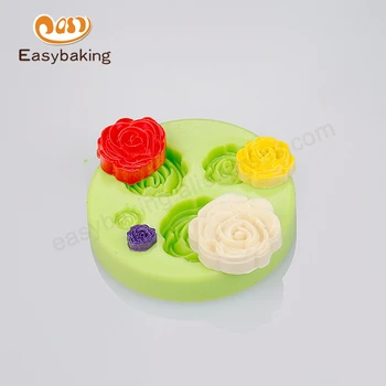 Mišrios paskirties Mini 3D 4 Ertmės Rose Silikono Formų Minkštas Už Tortą Papuošti Saldainių Ledo Kubeliai Šokoladas 16434