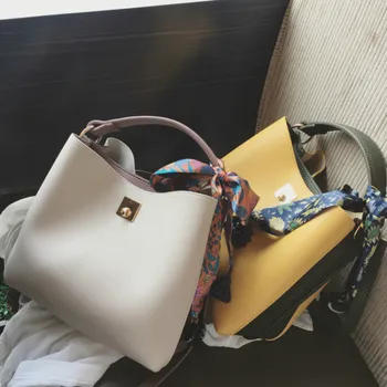 Moterų maišas 2021 naują kibirą krepšiai korėjos mados paprasta nešiojamų Petį krepšys šalikas maišelį prabangos prekės rankinės
