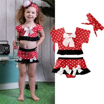 Naujausias Atvykimo Bamblys Baby Girl Vaikas Bowknot maudymosi kostiumėlis Vasaros Pliažas Vaikams maudymosi Kostiumėliai, Maudymosi Kostiumą, Bikini 1-4Years