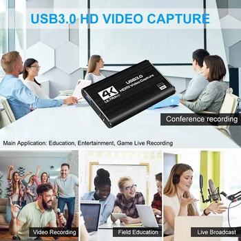 Nešiojamų HDMI Video Capture Card 4K Ekrano Įrašyti USB3.0 1080P Žaidimą Surinkimo Prietaiso DJA88 18864