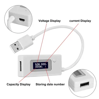 NICEYARD Galios Kroviklis Baterijos Talpa Detektorių, Micro USB Testeriai Telefono Maitinimo Banko Mobile Įtampa Srovės Matuoklio LCD Ekranas