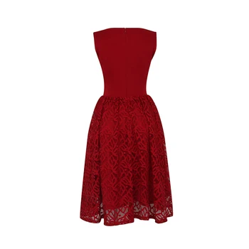 Nėriniai Vintage Suknelė Elegantiškas Mados Moterų Drabužiai Be Rankovių O-Kaklo Suknelė Ponios Vasaros Suknelė