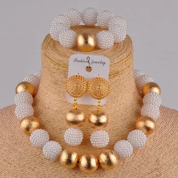 Oranžinė papuošalų rinkinys imituojamas afrikos perlas karoliai nigerijos karoliukai, papuošalų komplektai moterims FZZ36
