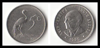 Pietų Afrika 5 Centai 1979Coins Afrikos Originalus Moneta, Kolekcines Edition Nekilnojamojo Retos Progines 18532