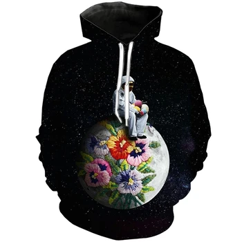 PLstar Kosmosas 3D hoodies astronautas black Print Hoodie/Palaidinukė vyrų ir moterų streetwear Harajuku gėlių Geros Kokybės Viršūnės 2682