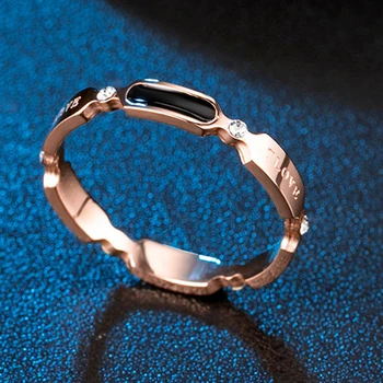 Porų žiedas moterų rose gold nerūdijančio plieno vestuvių mados žiedas crystal Išpažinties juoda žiedai, dovanos, moterims, Aksesuarai 9560