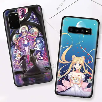 Sailor Moon Kristalų Samsung Galaxy S20 FE S21 20 Pastaba Ultra S10 10 Lite S9 Plus S8 S10e Telefono dėklas Minkštas Juoda Tpu Dangtis 299