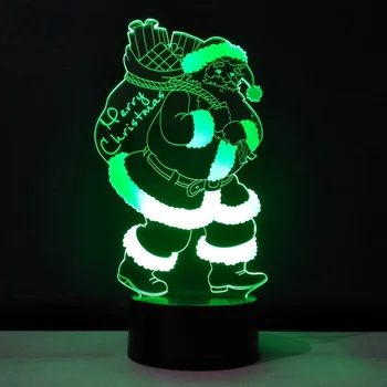 Santa Claus 3D Lempos Kalėdų Naktį LED Šviesos 7 Spalvų Keitimas Dekoro Stalo Lempa Kūrybinės Amatų Vaikai, Dovanos, Naktiniai Luminaria