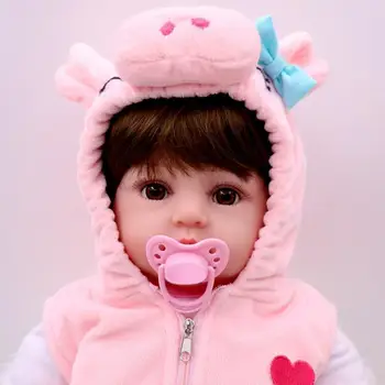 Silikono Piggy Vest Trumpų Plaukų Lėlės Minkštas Kūno Realus Baby Doll Su Kūdikių Drabužiai Žindukas Pieno Butelis Motina Mokymo Rekvizitai