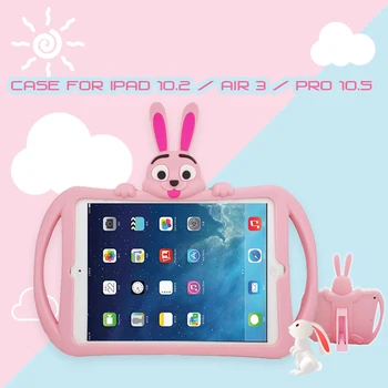 Tablet Case for iPad 10.2 7 7 Gen Vaikams, Cartoon Silikono Rankena Stovi Padengti Atveju, skirtą 