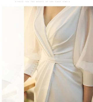 Undinė Vestuvių Suknelė 2020 Ilgomis Rankovėmis Mygtukai Seksualus Giliai V Kaklo Paplūdimio Nuotakos Suknelės Traukinio Elegantiškas Vestuvių Boho Vestuvinės Suknelės 3860