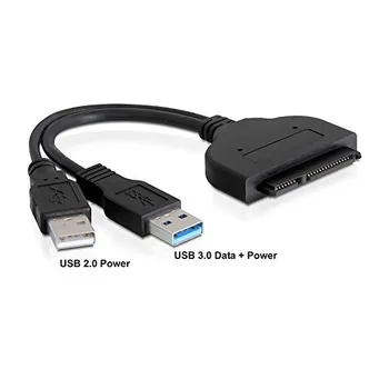 USB 3.0 prie SATA Konverteris Adapterio Kabelis 2,5 Colių SSD nešiojamojo kompiuterio kietojo disko adapteris, 7 ir 15 -22-PIN Jungtis