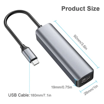 USB C HUB Tipo C iki Kelių RJ45 HDMI VGA, USB 3.0 Adapteris Dokas 
