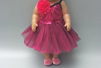Už 43cm baby doll 3 sluoksnių Rausva nėrinių princesė vestuvių suknelė, kostiumas 18 colių mergaičių lėlės derliaus nuotakos suknelė 9981