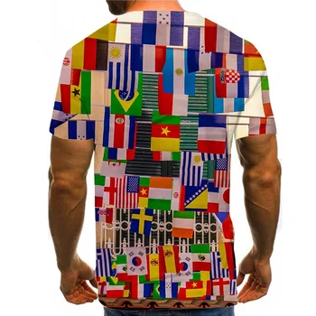Vyrai Grafinis T Marškinėliai Apvalios Kaklo 3D Spausdinimo Trumpas Rankovės Kasdien Viršūnes Nacionalinės Vėliavos Tees