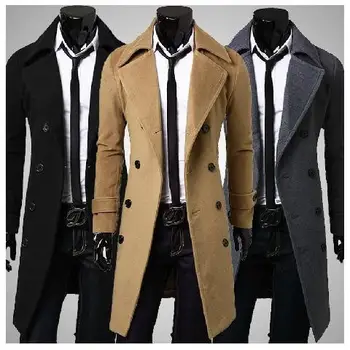 Vyrai švarkelis, ilga striukė vyrai tranšėjos paltai žiemos paltai vyrams drabužius juodas ilgas paltas harujuku mados Slim Outwear 5694