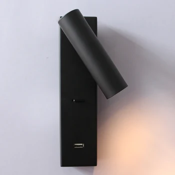 Zerouno Sienų apšvietimo USB Sienos Sconces Juoda Balta Aliuminio Montuojamas 100-240V Cree Chip Naktiniai Skaityti Knygą Lempos Kampas Reguliuojamas