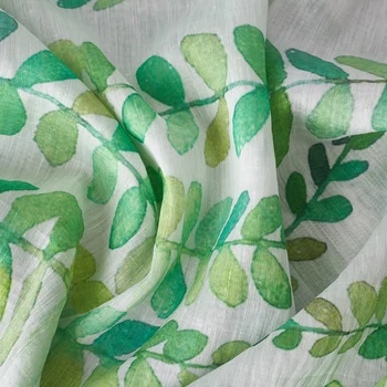 Šilko brokatas ir kanapių spausdinimo audinio Vasaros Lapų Komfortą tissu High-end individualų drabužių tissus 2603
