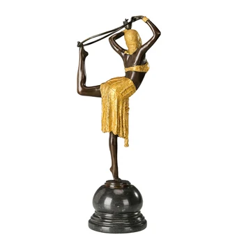 Žiedas Šiuolaikinio Šokio Skulptūra Bronzos Derliaus Meno Mergina Šoka Statula Statulėlės, Aukso, Ruda, Žalia Apdaila 51CM/20Inch Didelis 1930